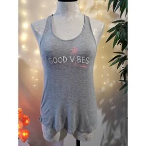 Empyre Women's S Casey Good Vibes Racerback Yin Yang Palm Tree Tunic Tank Top